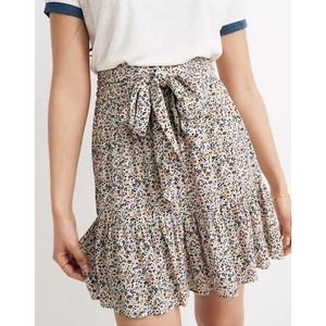Madewell Tired Floral Mini Skirt Tie Waist Womens Size L